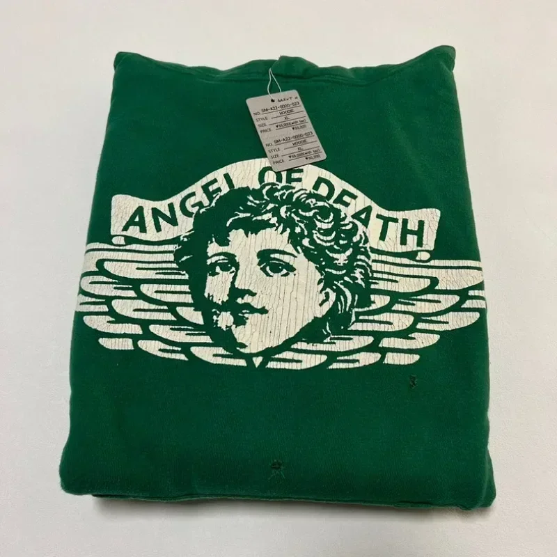 24ss Green Saint Michael ANGEL Hoodies Men Women 1:1 Best Quality Oversized Washed Hooded Pullovers