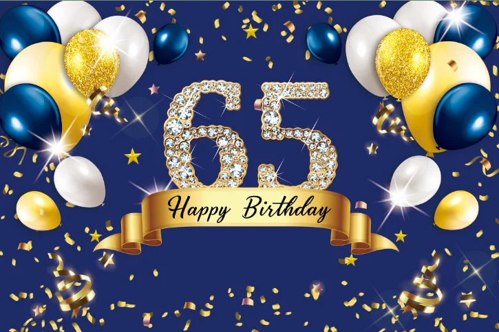 Tarjeta De 65 Años Para Hombre: Feliz Cumpleaños Con Globos Tradicionales | Detalle Emocionante Y Original