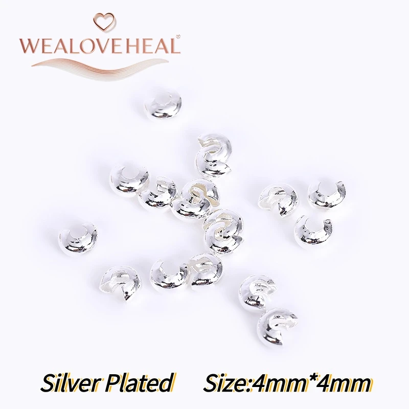 50/100 Stück 18K vergoldete Messing-C-Form-Klemmverschlüsse 3/4/5mm Halbmond-Klemmperlen Stopper DIY Schmuckherstellung Zubehör – Detail 29