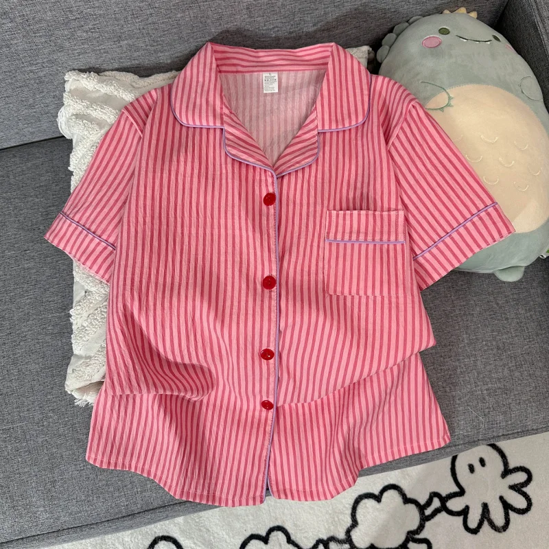 2Summer short-sleeve cloud cotton pajama set for women, comfortable and trendy, shorts can be worn outside, home wear set