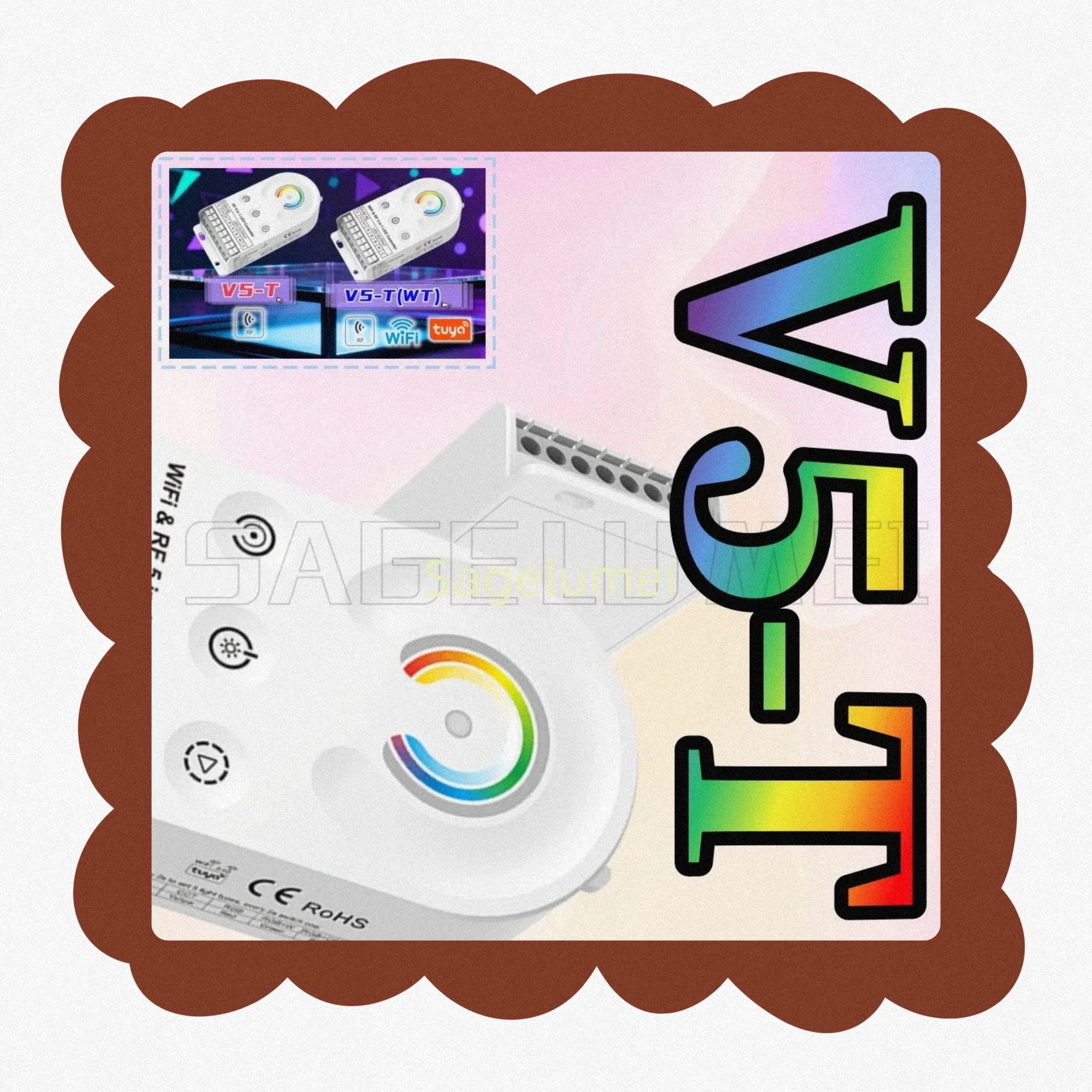 

2.4G RF CV Controller Skydance V5-T(WT) 5 in 1 WiFi Tuya APP LED Controller V5-T 5CH*3A for DIM/CCT/RGB/RGBW/RGB+CCT LED Strip