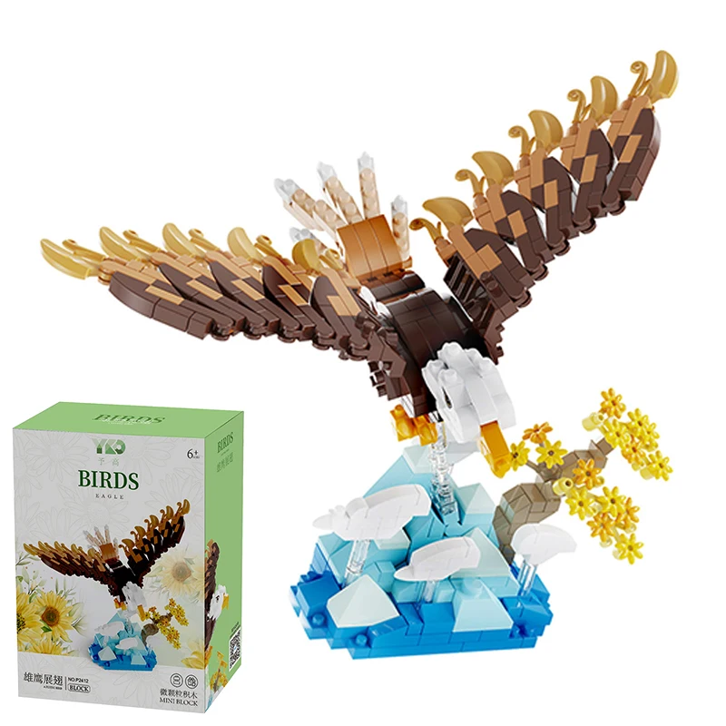 

Flying Bird Building Blocks Set Eagle Parrot Seagull STEM Educational Toy for Kid Creative Animal Model Desktop Display Gift