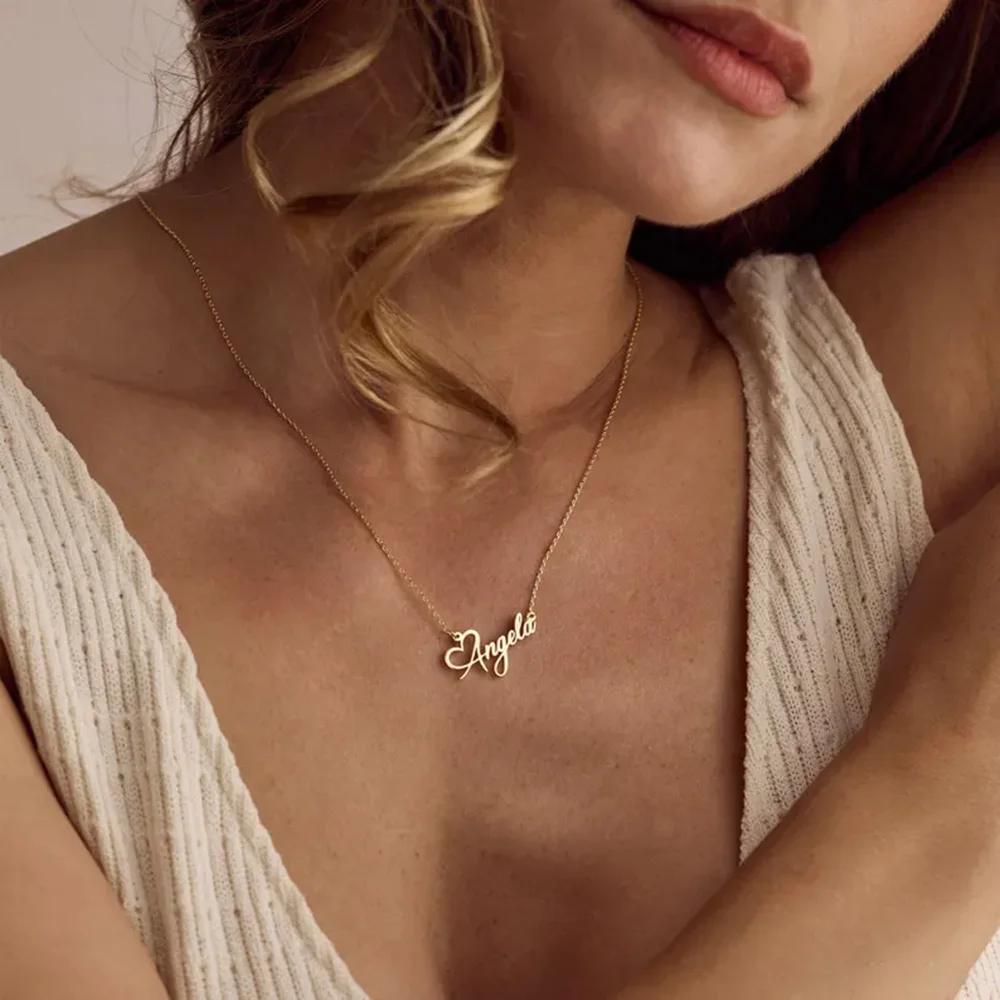 اسم مخصص القلب قلادة للنساء شخصية لذيذ بساطتها مجوهرات في 18 كيلو الذهب تصفيح هدايا أعياد ميلاد للأطفال لها