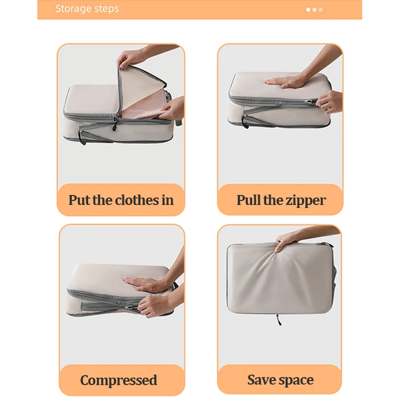 Set Kubus Kemasan Terkompresi 3 Buah Tas Organizer Pakaian Travel Tas Kemasan Organizer Pakaian Koper Kompresif Tahan Air