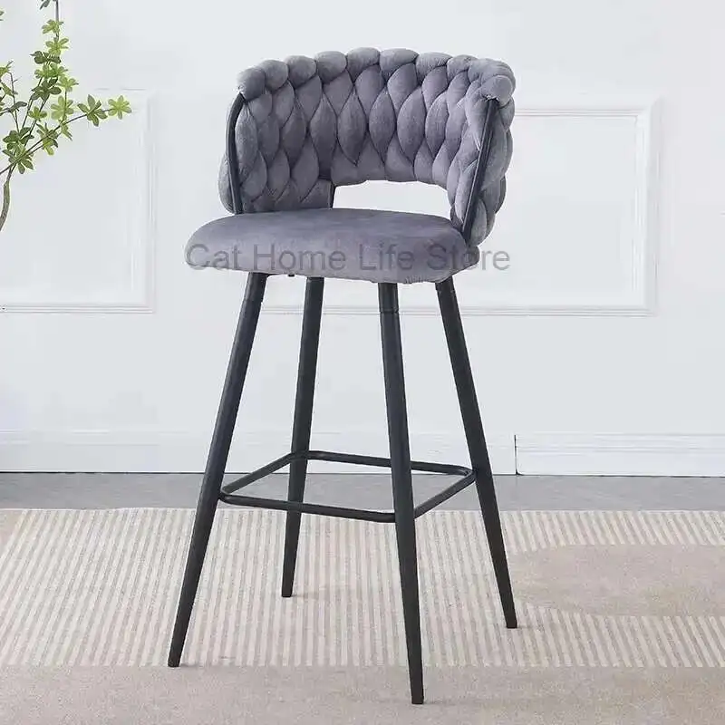 

Esthetician Velvet Designer Luxury Minimalist Office Bar Chair High Cafe Metal Salon Ergonomic Chair Soft Stuhl Furniture