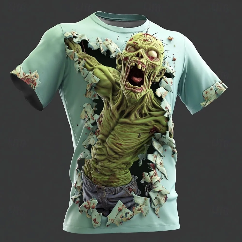 

3D Zombies Print Men's Women's Halloween T-Shirt Fashion Cool Crew Neck Short Sleeve Pullover Creative Gothic Festival Party Top