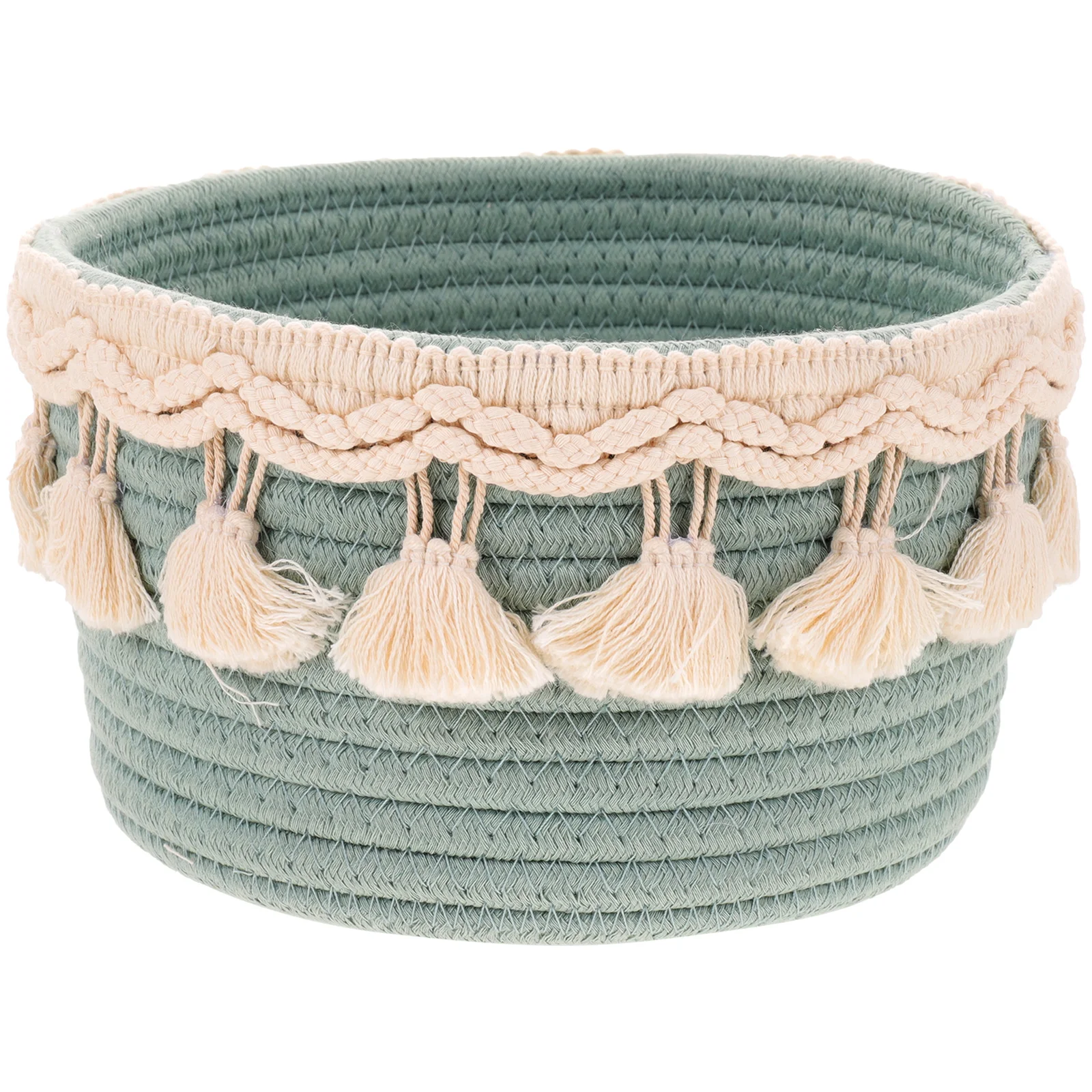 

Cotton Rope Woven Round Tassel Side Basket Baby Hamper Bathroom Storage Toy Desktop ganizer Snack Holder Storage