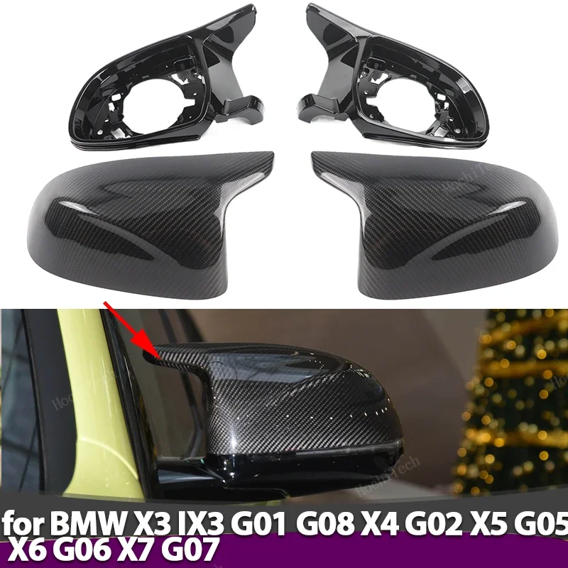 

4x Real Carbon Fiber Mirror Cover Side Mirror Cap Cover Shell Replacement For BMW X3 IX3 G01 G08, X4 G02, X5 G05, X6 G06, X7 G07