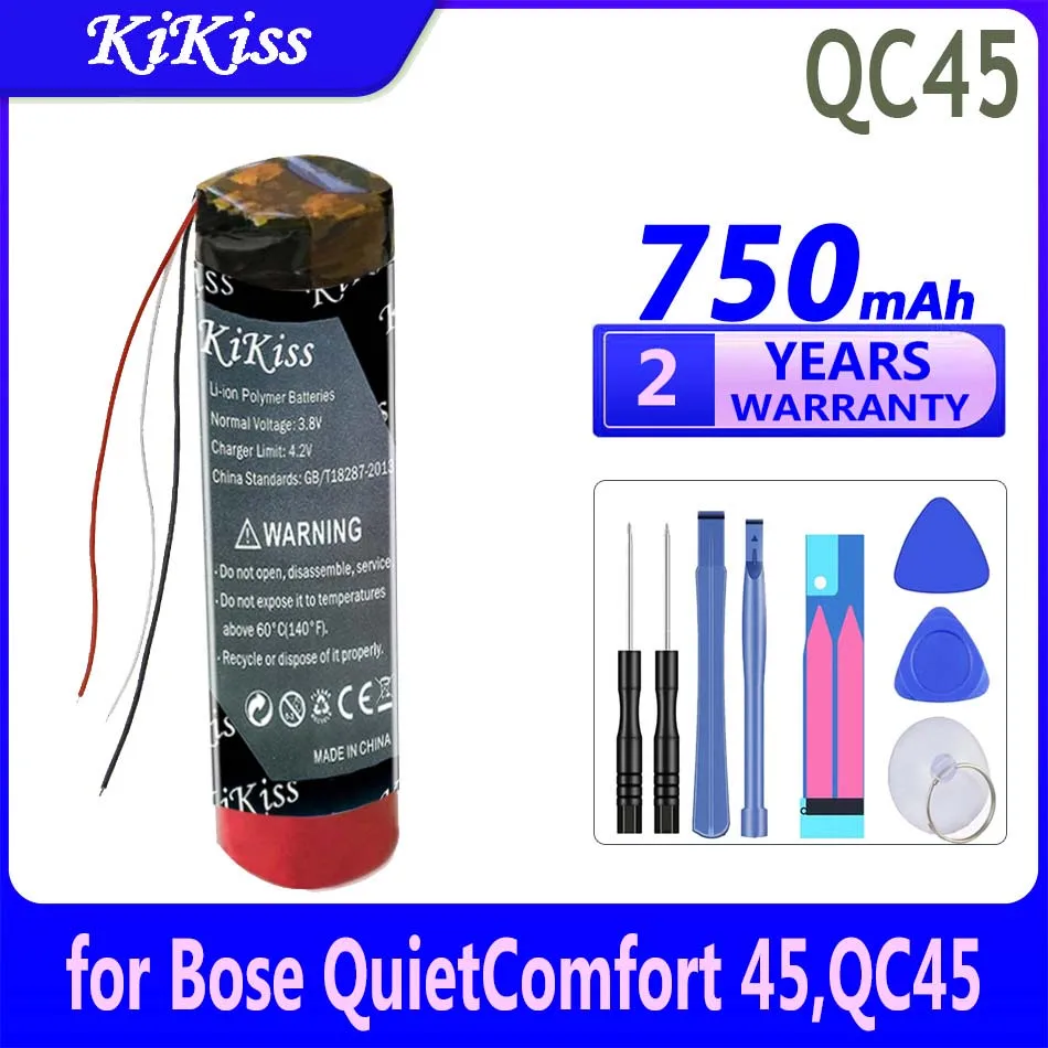 750mAh/900mAh KiKiss Powerful Battery for Bose QuietComfort 45 QC45 QC 35 QC35 II Accumulator 3-wire