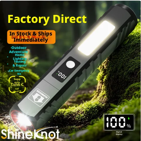 shineknot-フラッシュライト-強光-充電式-アウトドア-小型-ポータブル-長距離-超長時間持続-リアマグネット