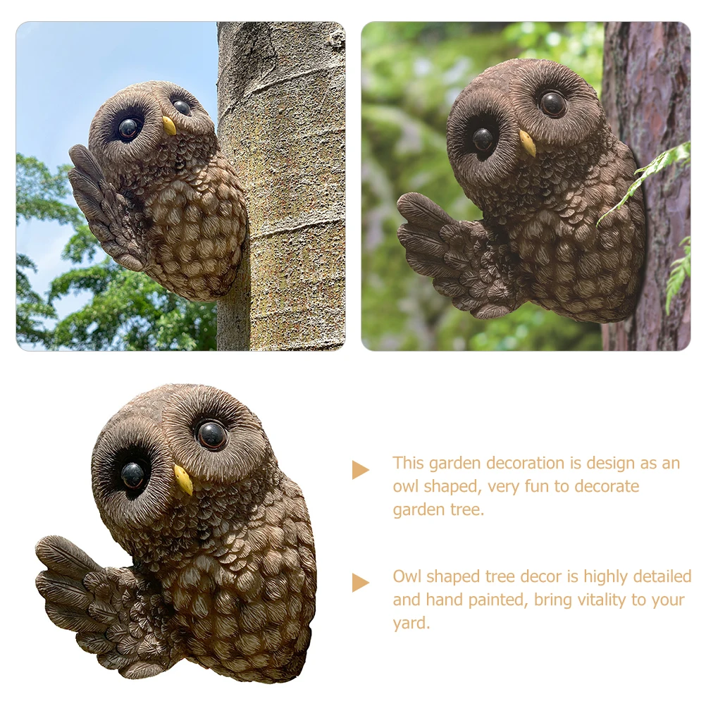 

Owl Decor Outdoor Resin Garden Statues Lightweight Weatherproof Yard Decorations Adorable Bird Sculptures for Tree