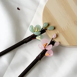 Chinese Hair Accessories Hairpins For Women Vintage Hanfu Hair Stick Wooden Floral Headwear Retro Classic Wedding Bridal Jewelry