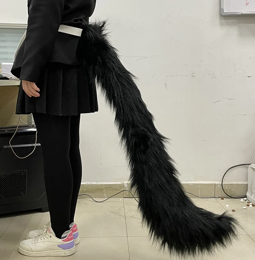 Miqo Te Tail FINAL FANTASY FF14 Black Cat Plush Tail Cosplay Replica Prop Decoration Character Accessories