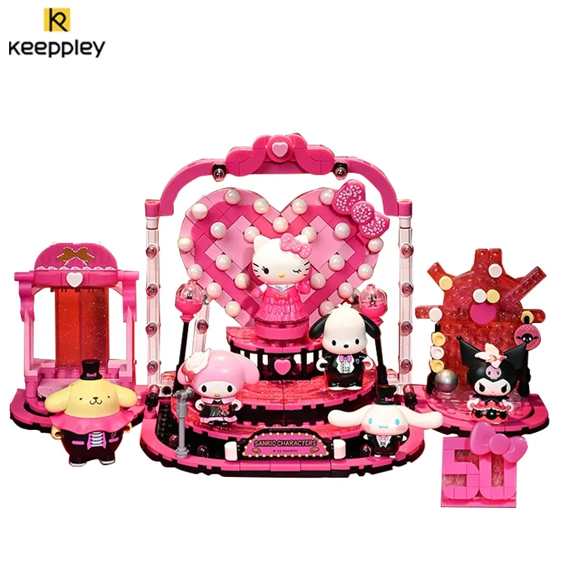 Anime Kawaii Keeppley Sanrio HelloKitty Melody Kuromi Shining Broadway Toys Ornaments Building Blocks Birthday Gifts Peripherals