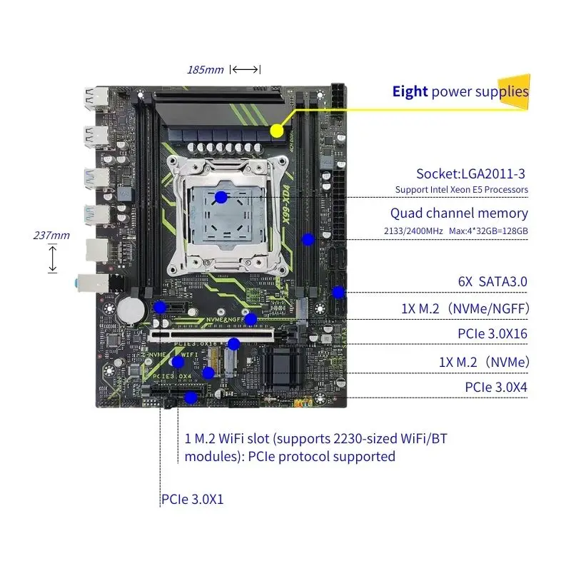 PANDL Desktop PC Combination Set Matx NVMe M2 WiFi6 Sata3.0 Xeon e5 2699 v4 Combo DDR4 16GB Ram 2699v4 X99 Motherboard Kit - Image 4