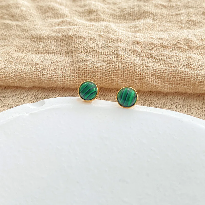 Natural Stone semicircle Ball Small Stud Earrings S925 Sterling Silver Needle White Freshwater Pearls Women Pirecing Earrings