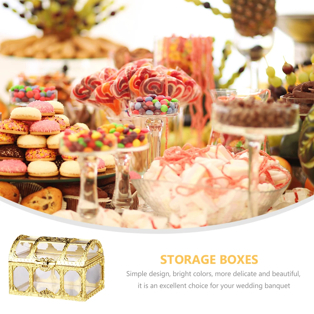 

5pcs Wedding Candy Boxes Treasure Design Plastic Gift Packaging Boxes For Party Birthday Wedding Decorations Storage Holder
