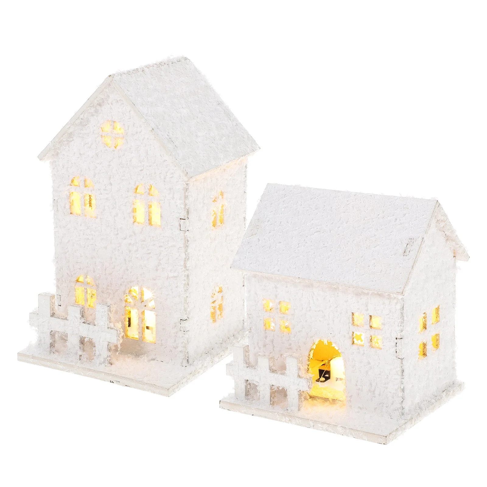 

2Pcs Luminous Wood Decor Christmas Themed Craft for Fireplace Table Festive Display Xmas Desktop Ornament