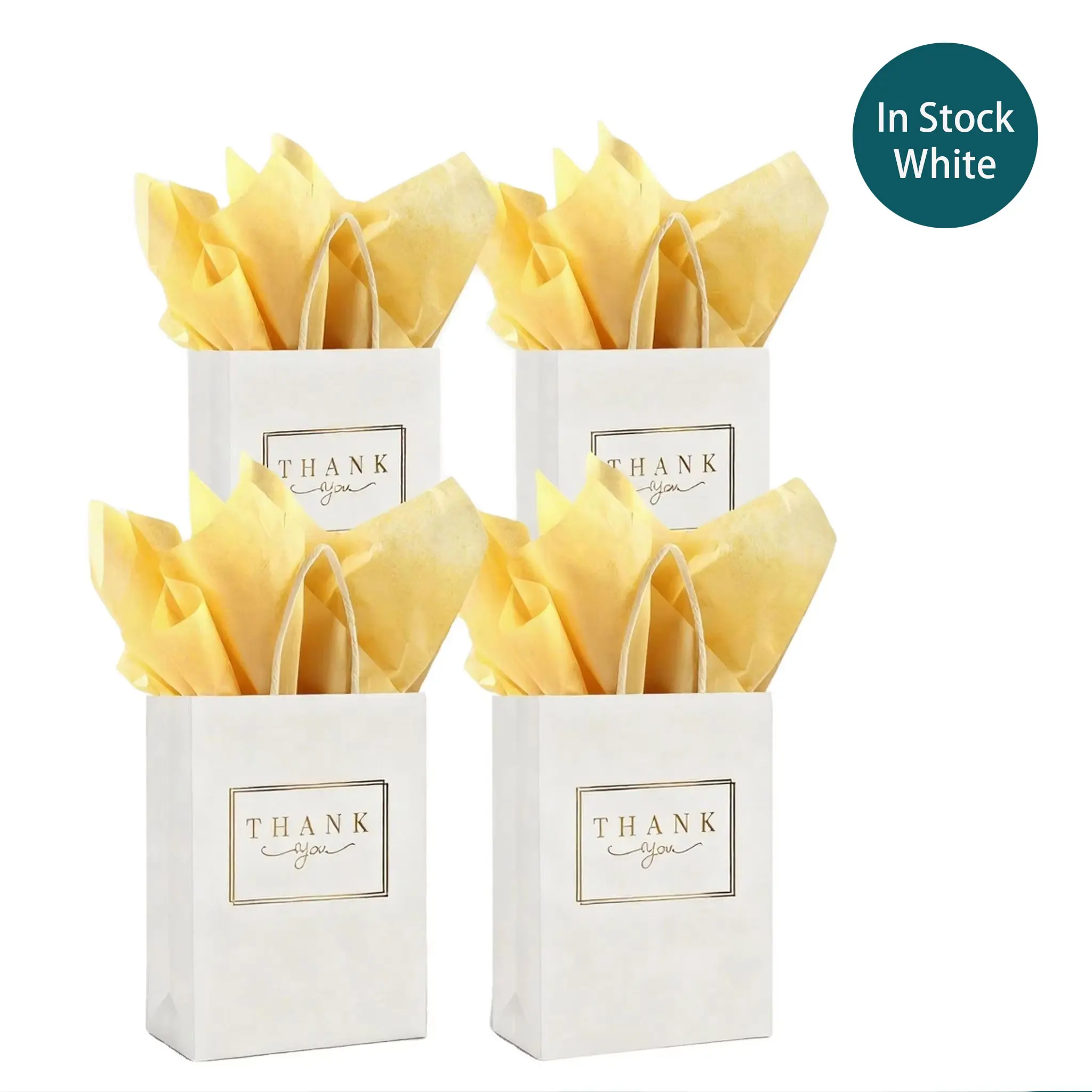 

50pcsThank You Gift Bags with Tissue Paper White 5.91x3.15x8.27in with Handles Gift Wrap Bags for Business Shopping Birthday