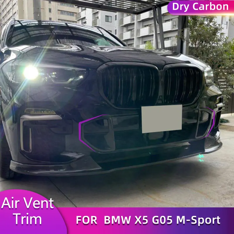 Prepreg Dry Carbon Front Bumper Air Vents Cover Trims for BMW X5 G05 M-Sport 2019 2020 Car Front Air Intake Trims Fins Body Kits