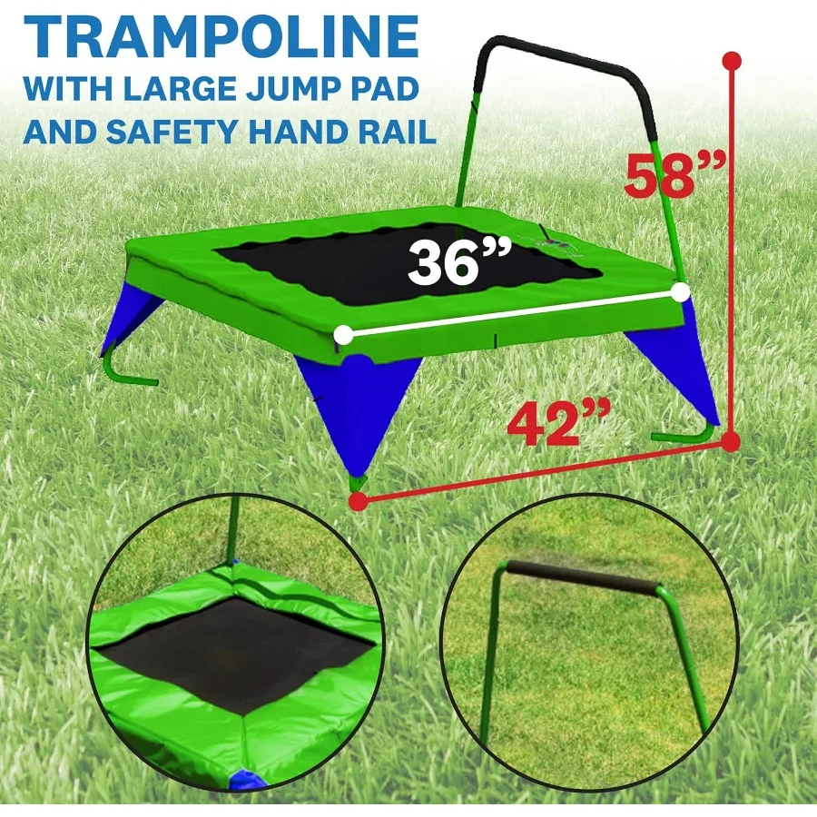مجموعة ملعب رياضية خارجية مكونة من 8 محطات تتضمن مجموعة أرجوحة وقضبان قرد منزلق وكرة السلة والترامبولين وكرة القدم وكرة السلة #5