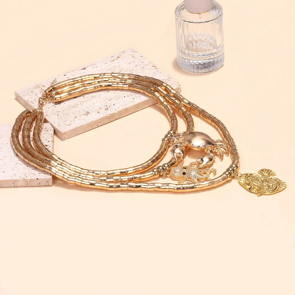 

Bohemia Multi-Layered Handmade Metal Bead Octopus Crab Fish Pendant Item 2025 Fashion Leisure Prom Party Accessories Girl Gift