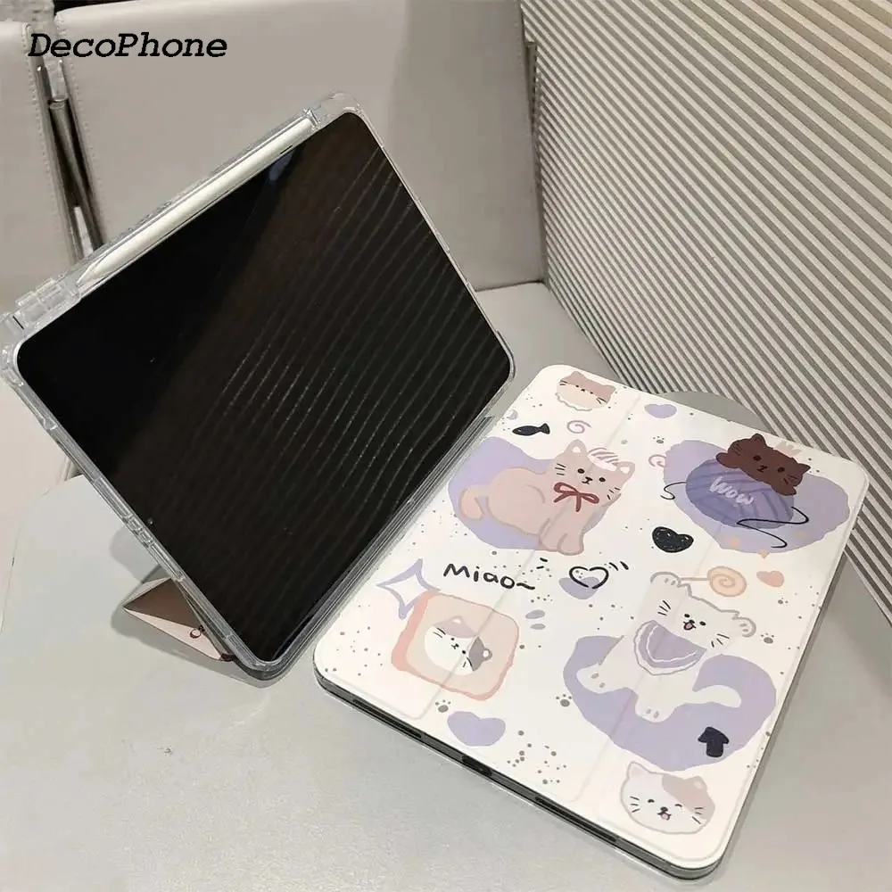 

Чехол для iPad Pro 10/11 дюймов (2020/6-го/7-го/8-го поколений), Air 3-го/4-го поколений, Air 9-го поколения, Air 5-го поколения (2022), в корейском стиле с милым котенком.