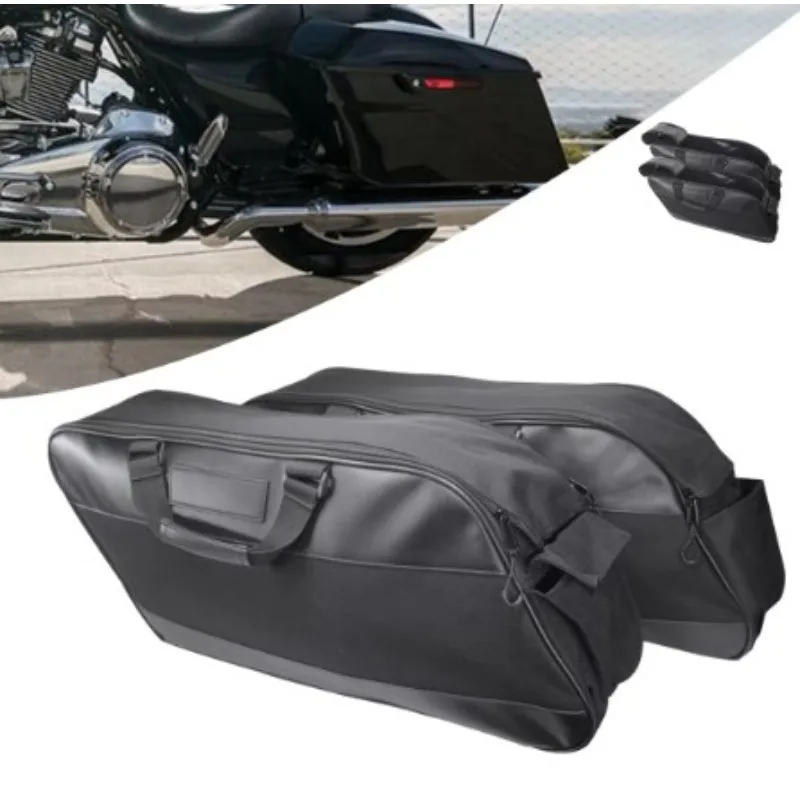 

Black Motorcycle Saddle Bag Luggage Soft Rack Liner Saddlebag for Harley Touring Road King Electra Street Glide Ultra Tour