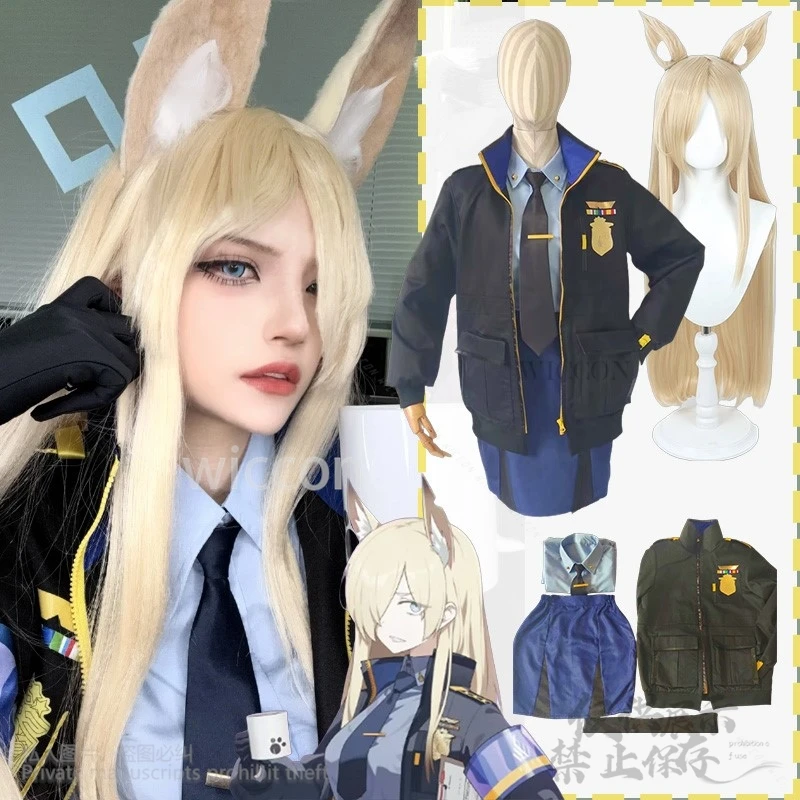 

Аниме-игра Синий Архив Косплей Канна Костюм Сексуальное Платье Черный Желтый Пальто Галстук Комплект Парики Пушистые Уши Хэллоуин Cos Индивидуальные