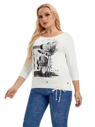 Womens plus size woven round neck shirt belongs to the category of womens clothing