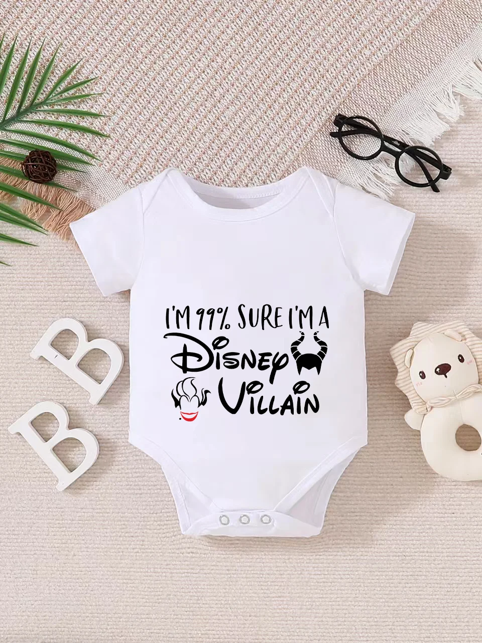 

【Officially Authorized】 Disney "Villains" Baby triangle onesie: "I'M 99% SURE I'M A Disney Villain" Humorous Quote Print