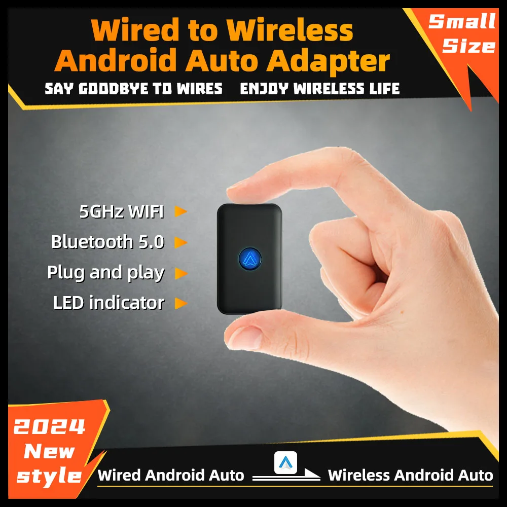 

Mini New Upgrade wired to wireless Android auto adapter for Wired Android Auto Car Smart Ai Box Bluetooth WiFi Auto connect Map