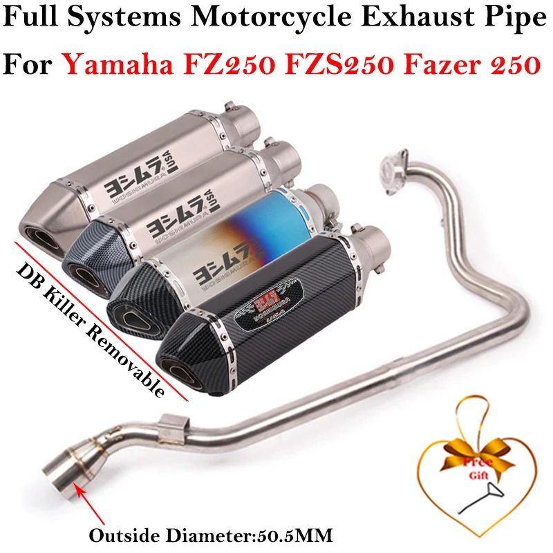 Full Systems For Yamaha FZ250 FZS250 FZS FZ Fazer 250 Motorcycle Exhaust Escape Modified Muffler With Front Link Pipe DB Killer