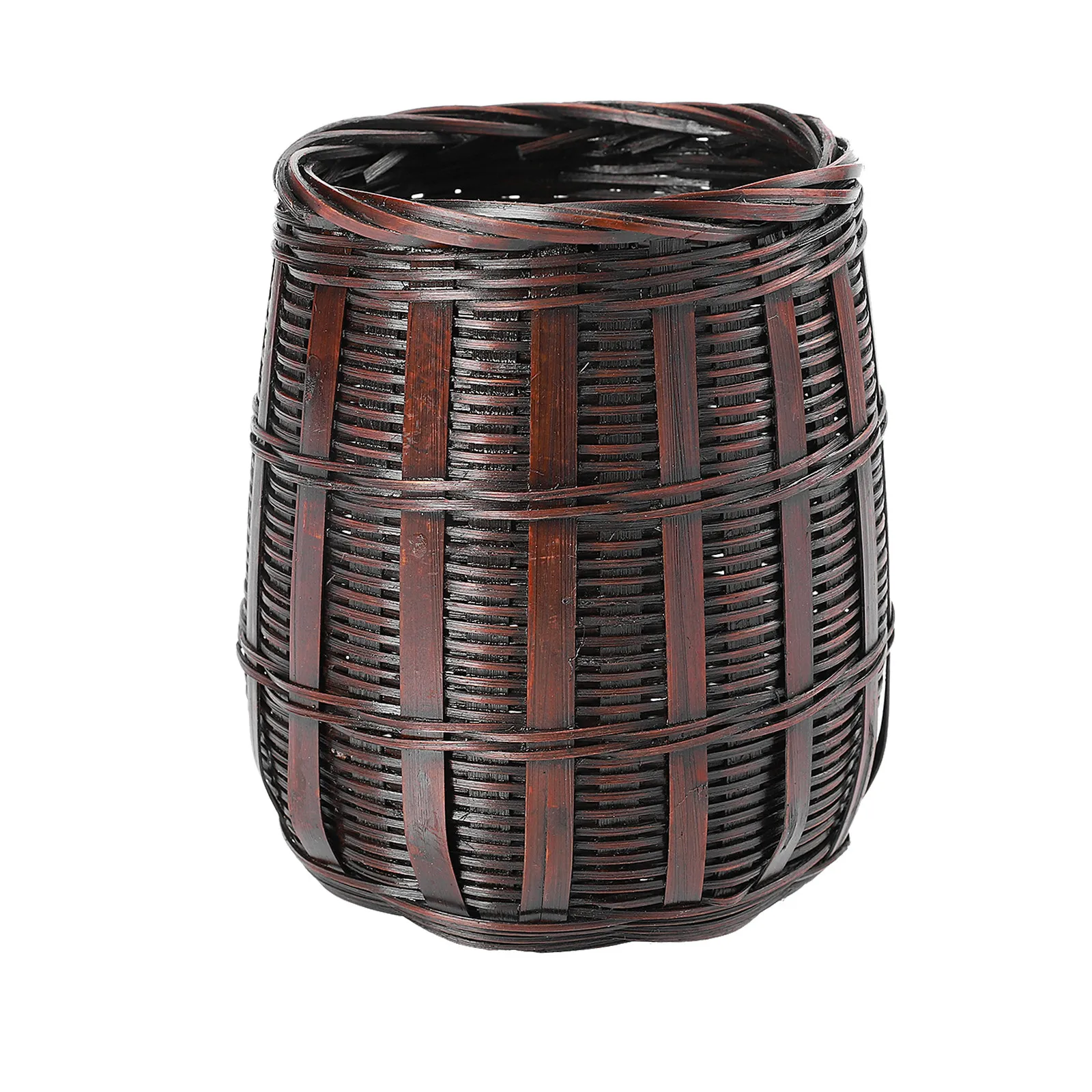 

1Pcs Bamboo Woven Storage Basket Handmade Small Elegant Desktop Pen Organizer Chopsticks Holder Multipurpose Sundries Container