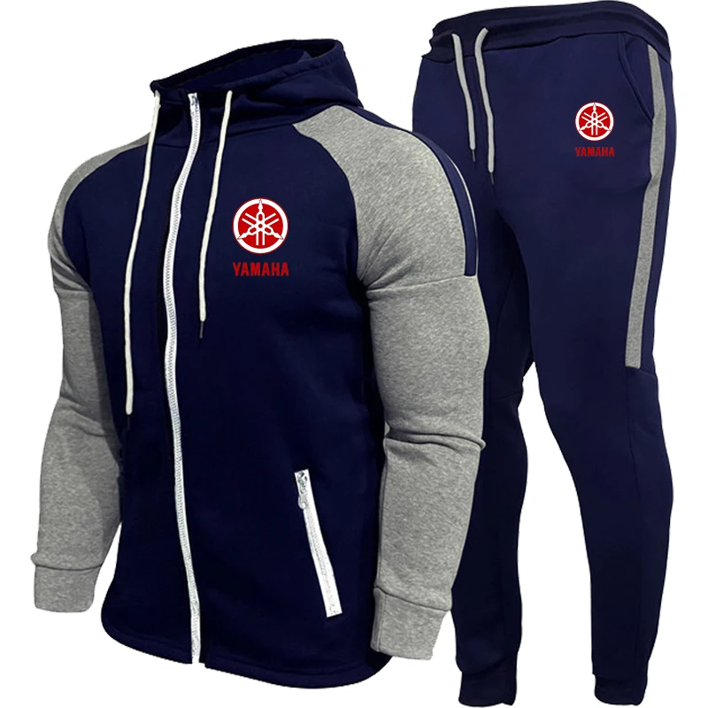 YAMAHA Men's Racing Suit Outdoor Quick-Drying Comfortable Oversized Hooded Jacket Fitness Sweatpants Two-Piece Training Set