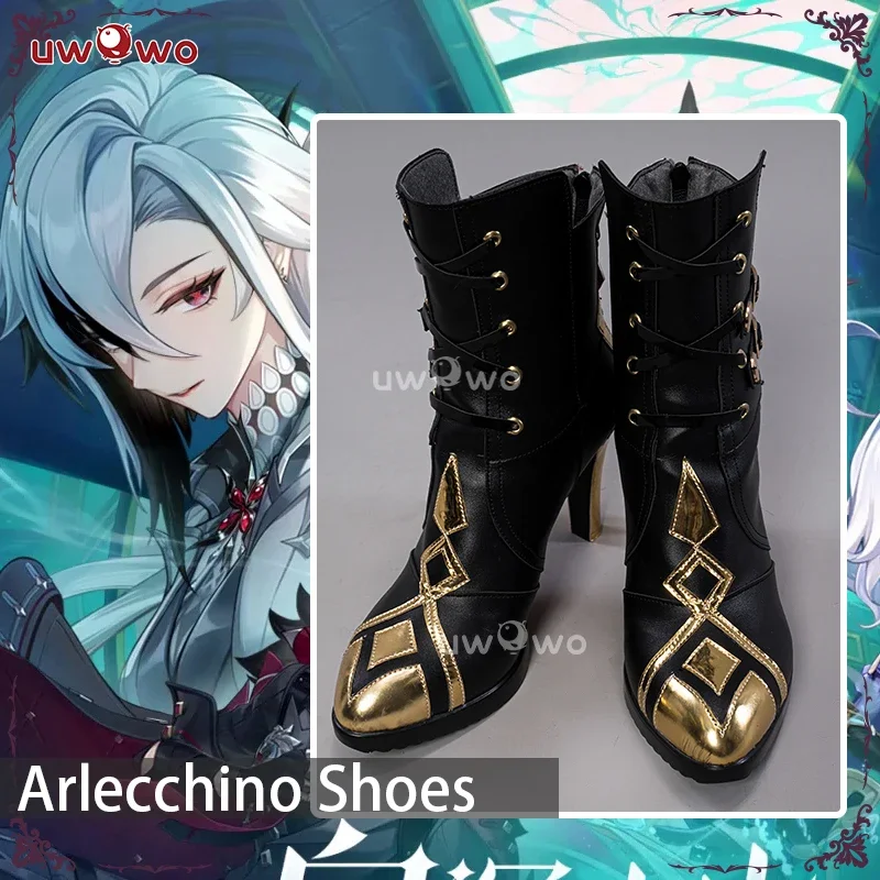 Game Genshin Impact Cosplay Fatui Harbinger The Knave Harlequin Costume Shoes Boots