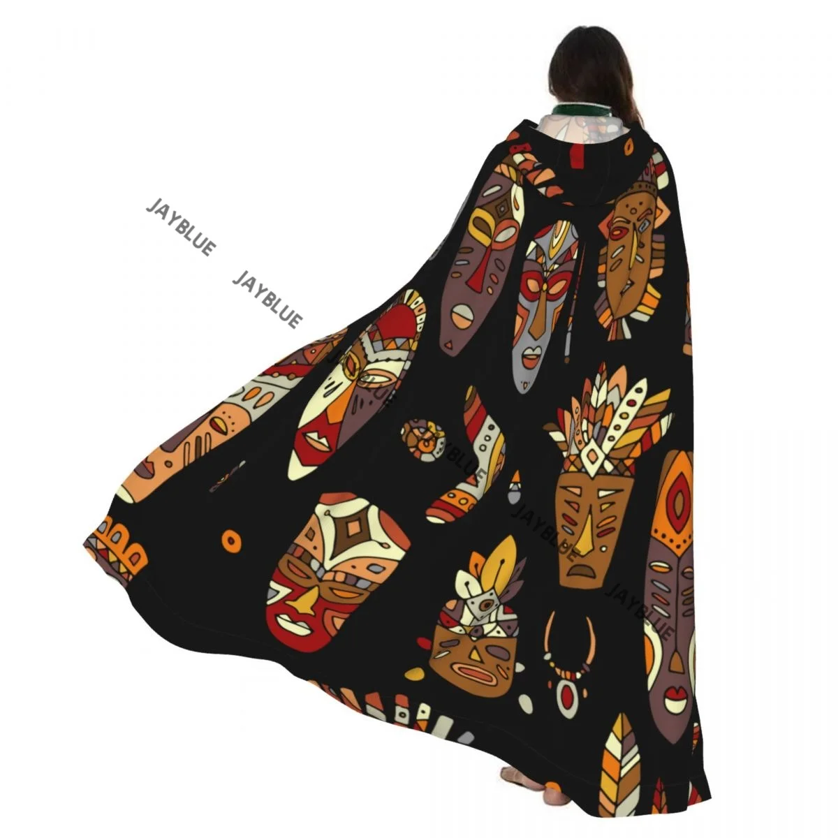 

Adult Cloak Cape Hooded Tribal Mask Ethnic Medieval Costume Witch Wicca Vampire Elf Purim Carnival Party