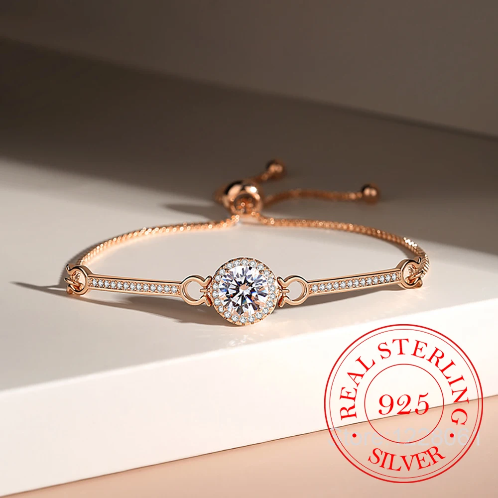 

Ювелирные изделия из стерлингового серебра 925 пробы, позолоченные 18 К, геометрические хрустальные цепочки, браслет для женщин, Homme, роскошный подарок на свадьбу