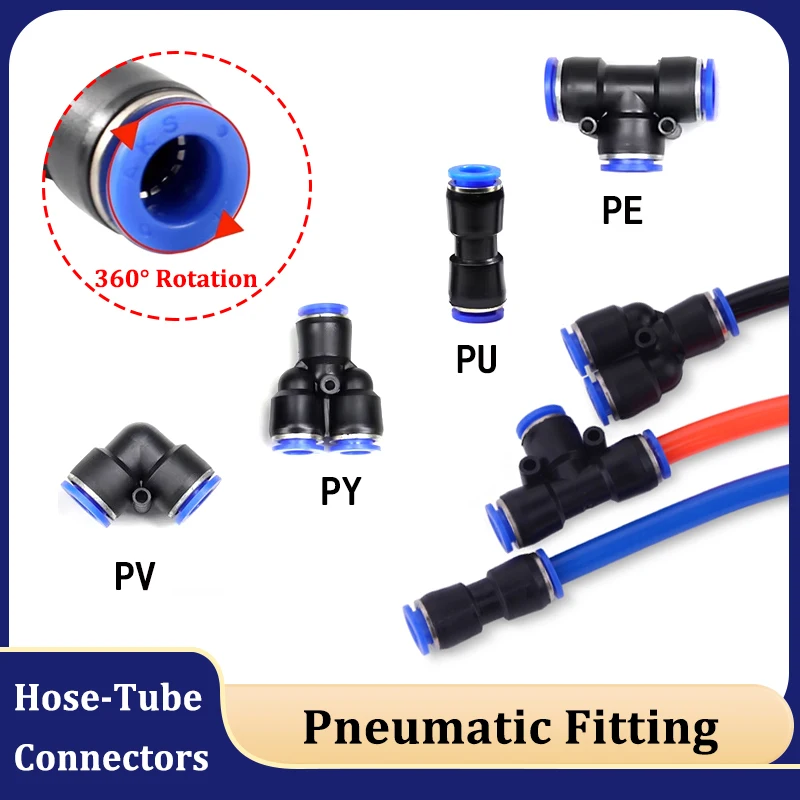 

1 - 50Pcs PY/PU/PV/PE Pneumatic Fitting Push In Plastic Connectors 4mm 6mm 8mm 10mm 12mm 16mm Trachea Connector PU Air Hose Tube