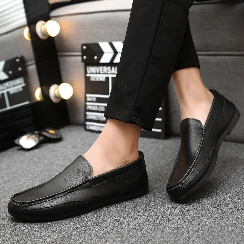 Leather Casual Brown Social Shoe Male Round Toe Men\'s Formal Shoes Black Cheap Clearance Suit 2025 Trend High Quality Fashion 39