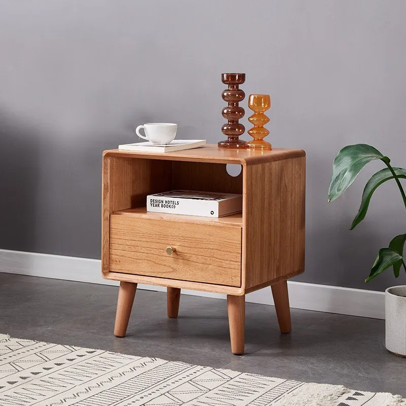 

Nordic solid wood bedside table 2025 new modern simple bedroom storage locker household bedside table bedside table