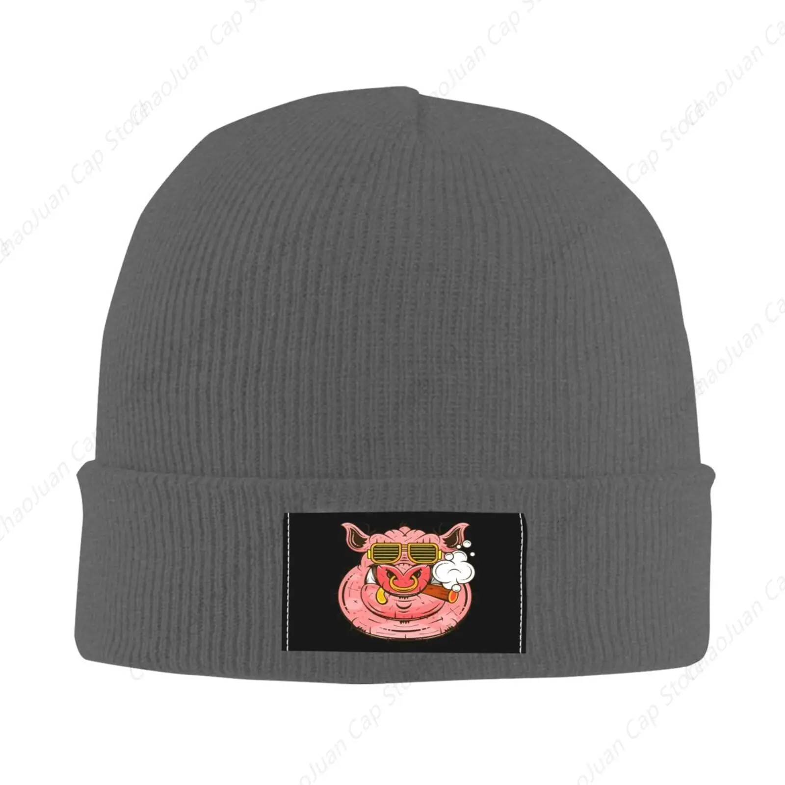 Bad Pig Beanie Hat for Men Women Beanies Winter Warm Knit Ski Hat Skull Cap Red