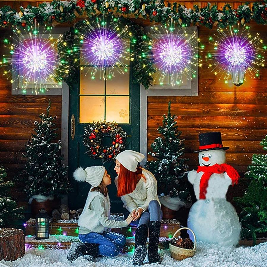 Creative 10 IN 1 1200LEDs Starburst String Lights 8 Modes Christmas Garland Fairy Firework Lights for Party Garden Decoration
