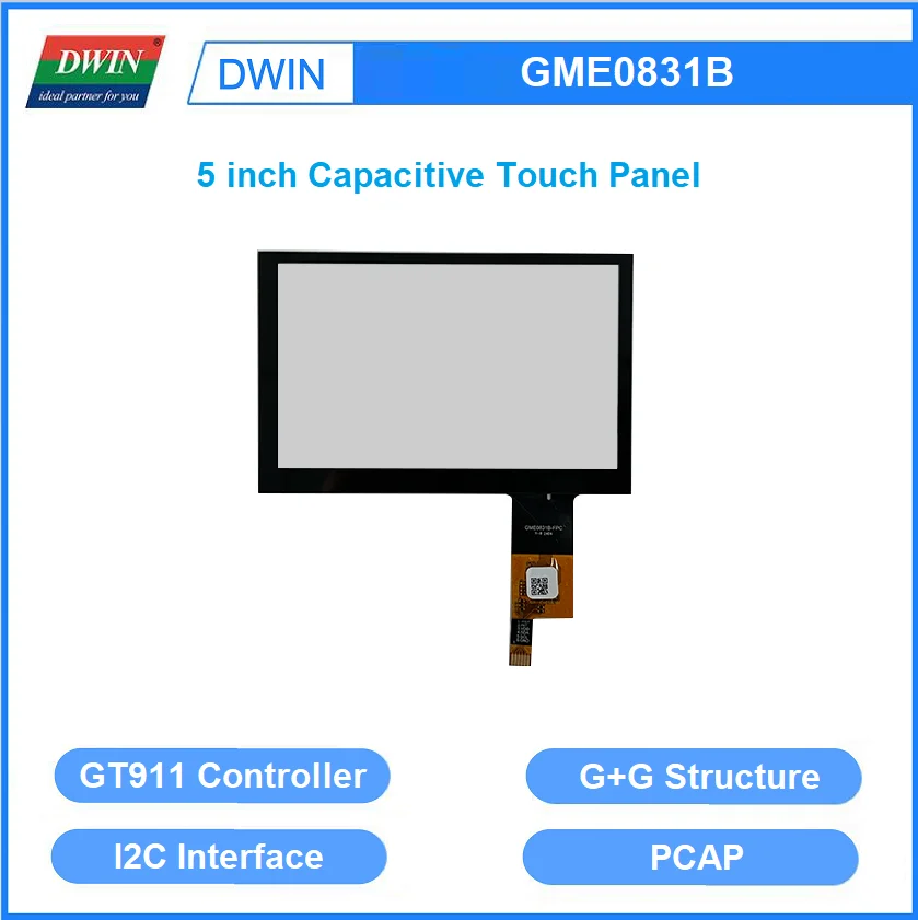 

DWIN 5 Inch G+G Structure I2C Interface Capacitive Touch Screen Panel GME0831B