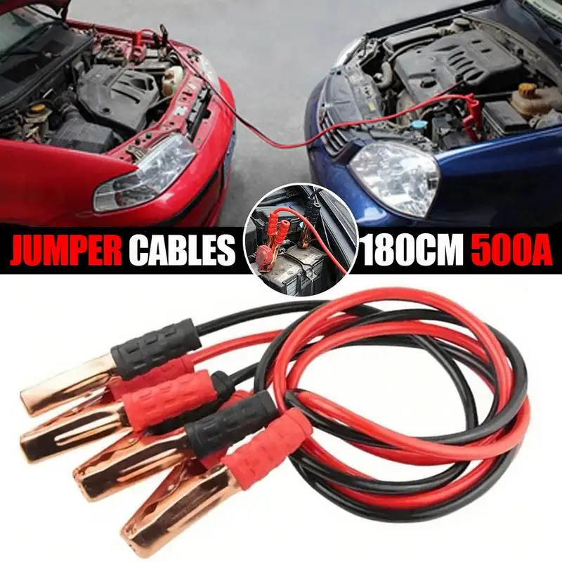 4m 500A Car Battery Jump Cable Boosters Cable Line Emer​gency Jump Starters Leads Van Trunks SUV Double-Ended with Clamps Clip