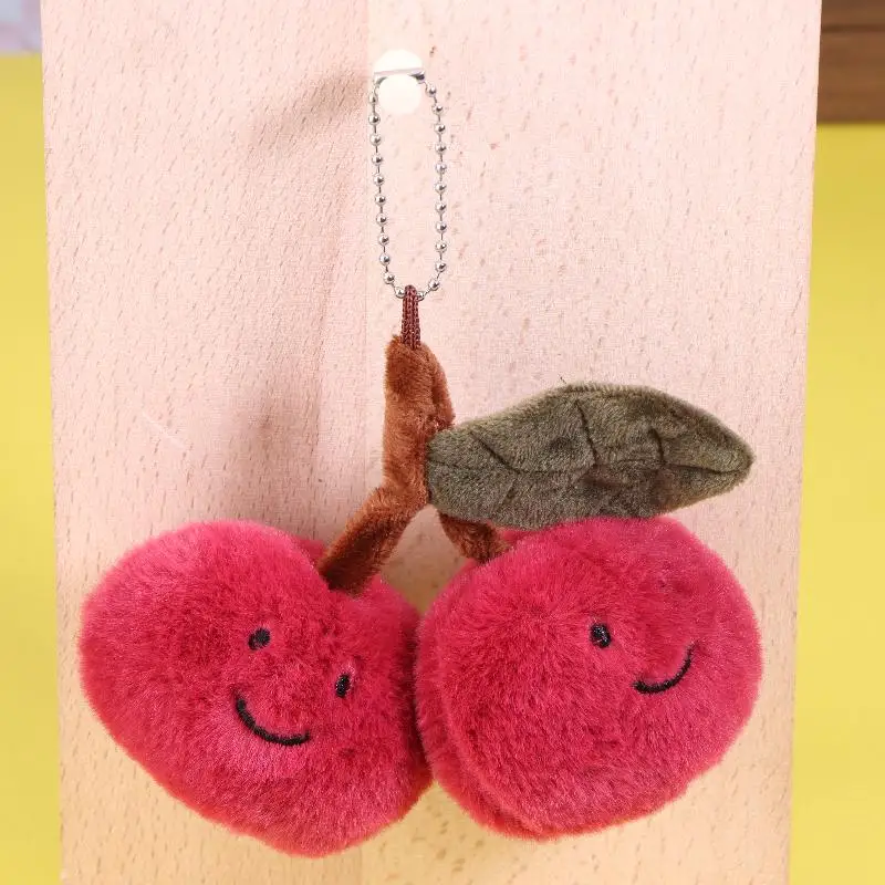 Porte-clés poupée pendentif en peluche cerise, décoration suspendue, ornements de sac à dos simples, bijoux de fête, cadeau, nouvelle collection