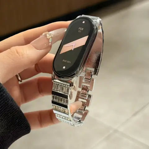 Diamond Studded Metal Strap Suitable for Xiaomi Band 8Pro/9Pro, For Mi Band 3/4/5/6/7, 8/8NFC/9/9NFC/10/10NFC, For Redmi Watch5/