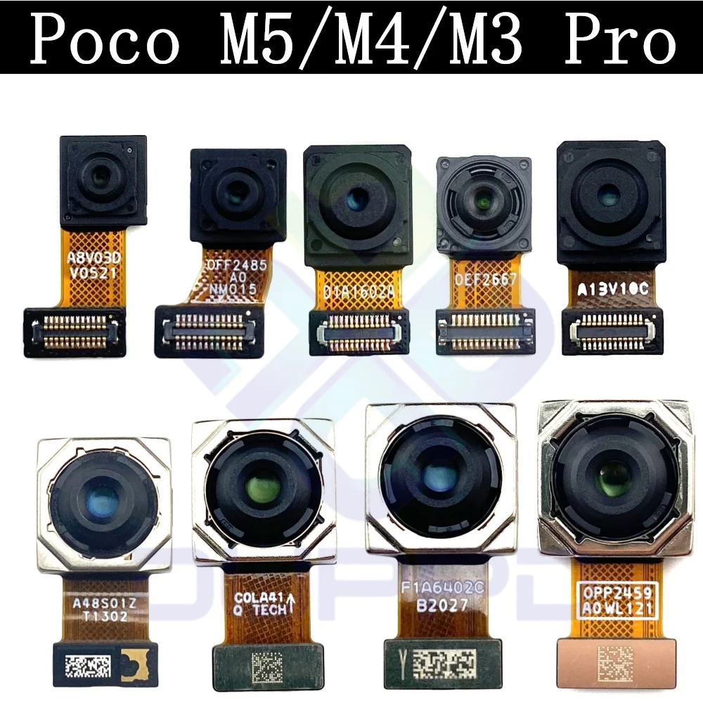 Rear Front Camera For Xiaomi Poco M5 M5s M4 Pro M3 Pro M3Pro M4Pro Wide Main Back Camera Module Flex Cable Spare Parts