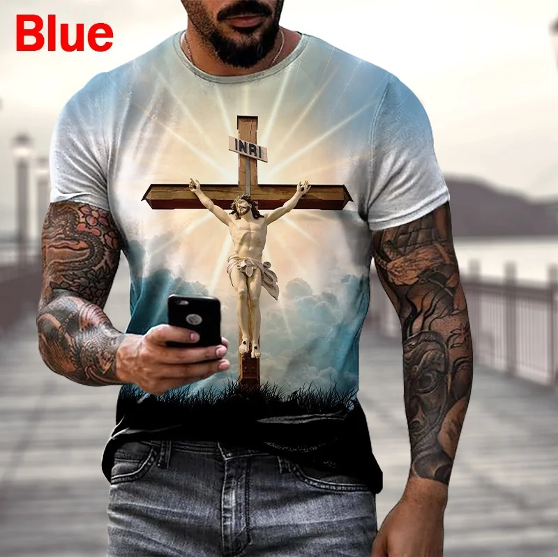 Christian Cross Jesus Print Men/women Casual T-shirts