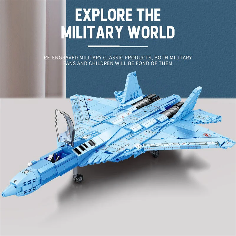 

1456PCS 33030 SU-57 Russian Fighter Jet Model Ornament Building Block RC Car Model Bricks DIY Toy Holiday Gift Birthday Gift